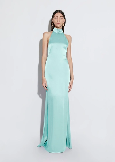 Shop Lapointe Satin Halter Open Back Gown In 14