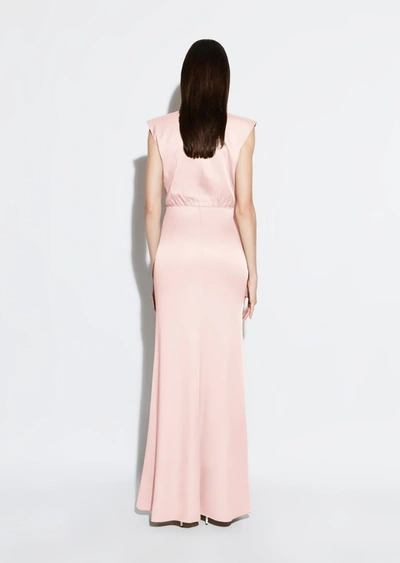 Lapointe Plunging Shirred Cutout Sleeveless Stretch Satin Maxi Dress In 10