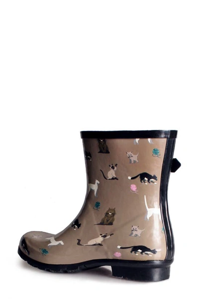 Nomad Droplet Patterned Waterproof Rain Boot In Taupe Cats