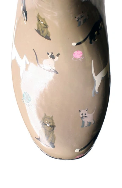 Nomad Droplet Patterned Waterproof Rain Boot In Taupe Cats