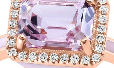 Shop Effy 14k Rose Gold Kunzite Diamond Halo Enamel Band Ring In Pink