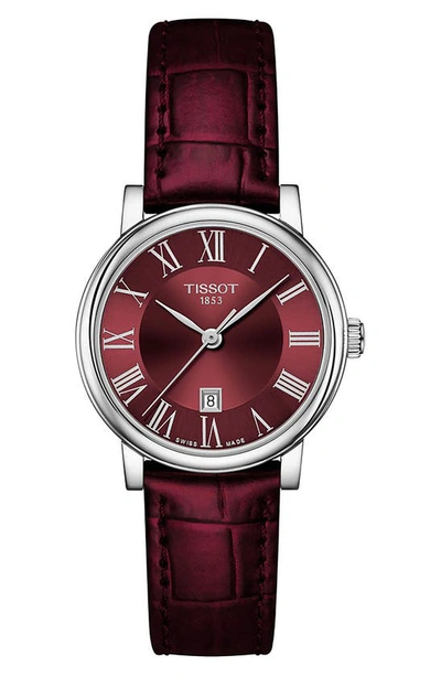 Tissot Women's Swiss Carson Premium Lady Burgundy Leather Strap Watch 30mm In Bordeau