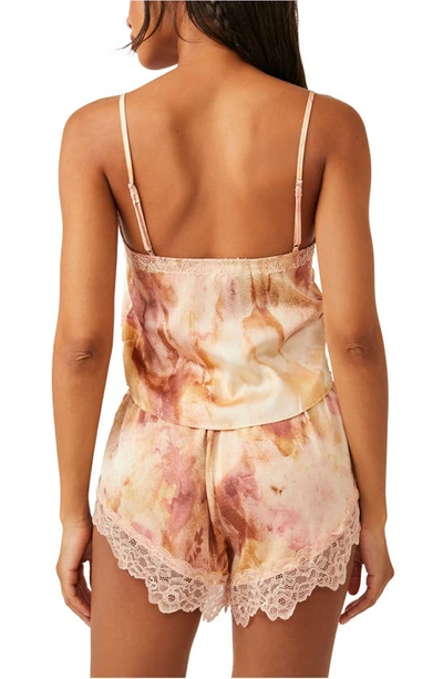 Shop Free People Moonbeams Floral Surplice Lace Detail Satin Camisole In Sweet Combo