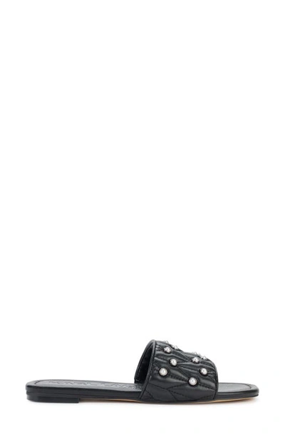 Shop Karl Lagerfeld Paris Madyson Imitation Pearl Slide Sandal In Black