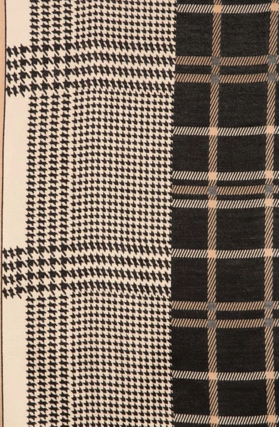 La Fiorentina Plaid Pom Trim Wrap In Black/ Beige