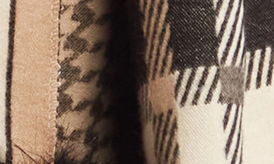 La Fiorentina Plaid Pom Trim Wrap In Black/ Beige