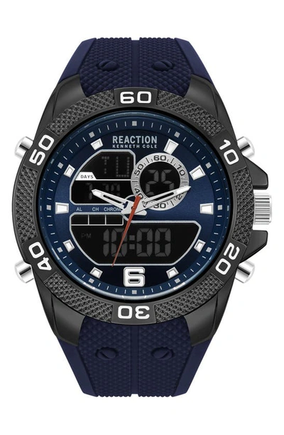 Shop Kenneth Cole Reaction Silicone Strap Analog & Digital Watch, 50mm In Blue