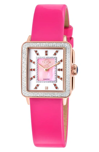 Shop Gv2 Padova Leather Strap Diamond Watch, 27mm X 30mm In Pink