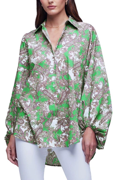 Shop L Agence Mickey Tunic Shirt In Grass Gr Mt Sm Paisley
