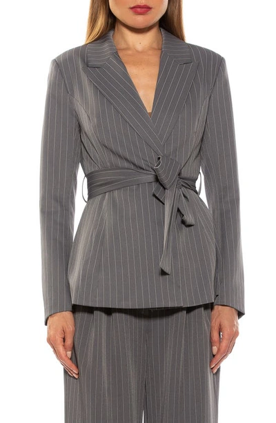 Shop Alexia Admor Olya Blazer Jacket In Grey Stripe