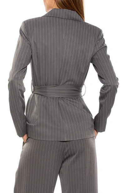 Shop Alexia Admor Olya Blazer Jacket In Grey Stripe
