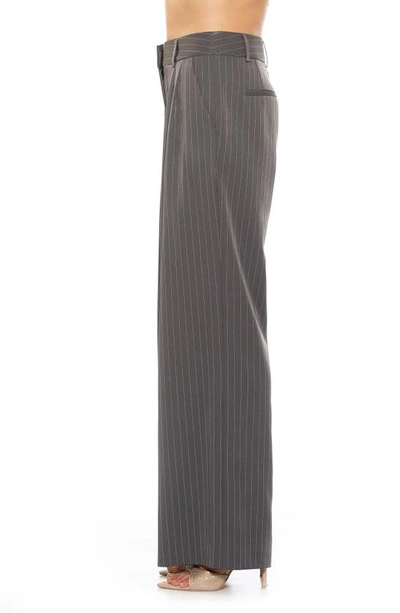 Shop Alexia Admor Elodie Pinstripe Pants In Grey Stripe