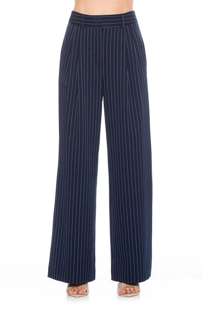 Shop Alexia Admor Elodie Pinstripe Pants In Navy Stripe