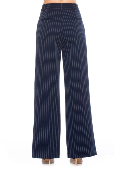 Shop Alexia Admor Elodie Pinstripe Pants In Navy Stripe