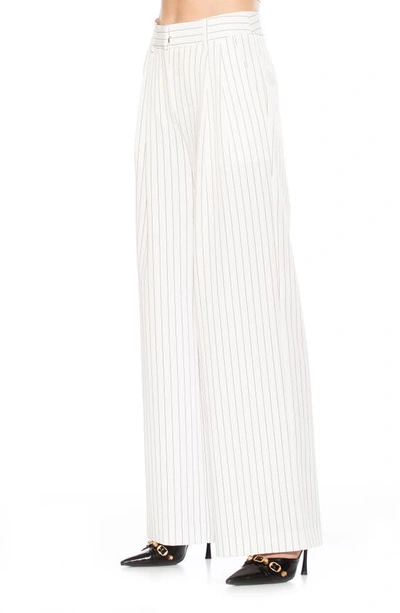 Shop Alexia Admor Elodie Pinstripe Pants In Beige Stripe