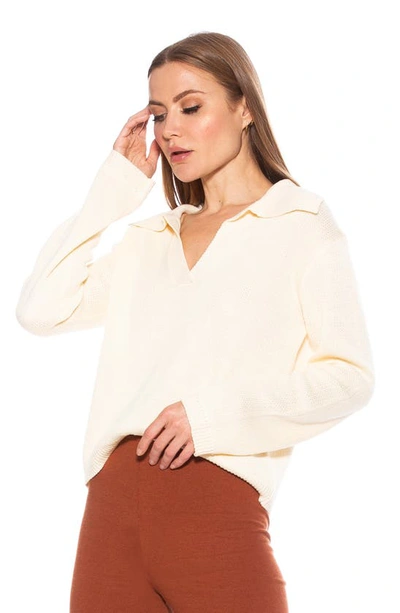 Alexia Admor Evander Retro Collared Sweater In Ivory