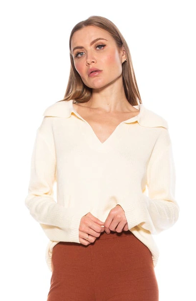 Alexia Admor Evander Retro Collared Sweater In Ivory