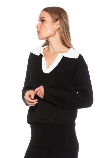 Shop Alexia Admor Evander Retro Collared Sweater In Black