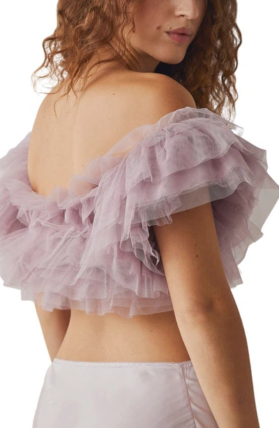 Shop Free People Birthday Cake Tiered Tulle Crop Top In Oyster Mauve