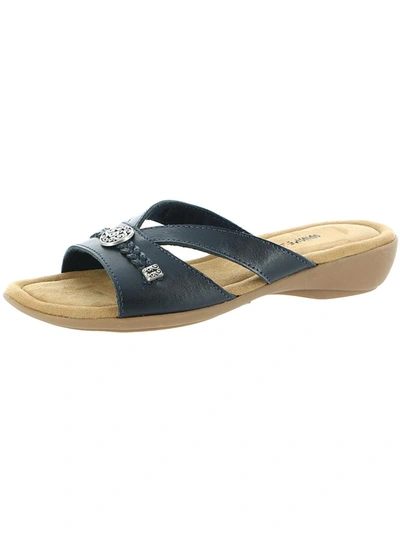 Shop Minnetonka Siesta Womens Leather Slip On Slide Sandals In Multi