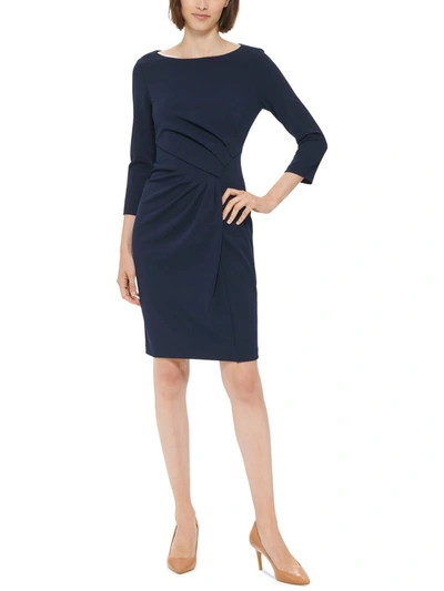 Shop Calvin Klein Womens Boatneck Midi Wear To Work Dress In Multi