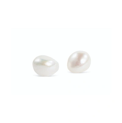 Shop Olivia & Pearl Uat Baroque Stud Earrings White In O&p/bse/9ct