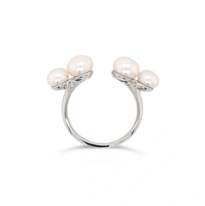 Shop Olivia & Pearl Uat Believer Pearl Ring In O&p/bpr/ss/m