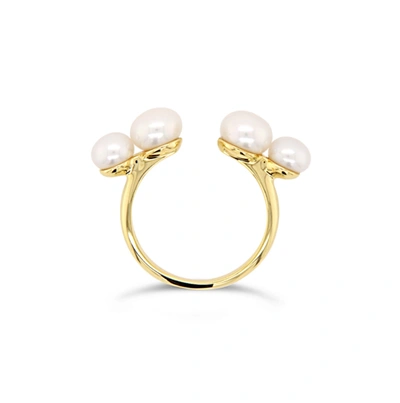 Shop Olivia & Pearl Uat Believer Pearl Ring In O&p/bpr/yg/s