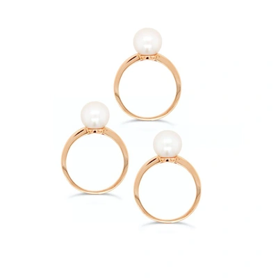 Shop Olivia & Pearl Power Pearl Ring Triple Stack In O&p/ppr/trio/yg/s