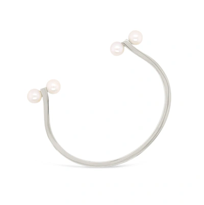 Shop Olivia & Pearl Signature Cuff Bangle Sterling Silver In O&p/scb/ss