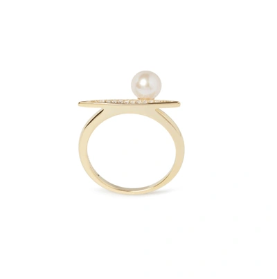 Shop Olivia & Pearl Starlet Pearl Ring In O&p/spr/yg/s