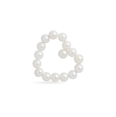 Shop Olivia & Pearl Large Heart Pearl Charm In Hp/crm/large