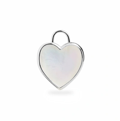 Shop Olivia & Pearl Mother Of Pearl Heart Charm In Mop/heart/crm/ss
