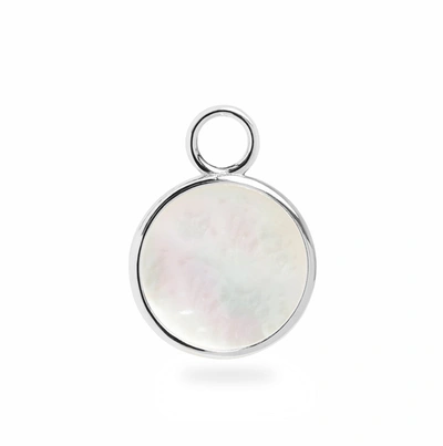 Shop Olivia & Pearl Mother Of Pearl Circle Charm In Mop/circ/crm/ss