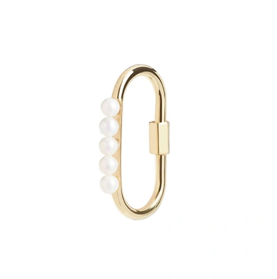 Shop Olivia & Pearl Pearl Carabiner Lock Large In Pcarib/yg/l