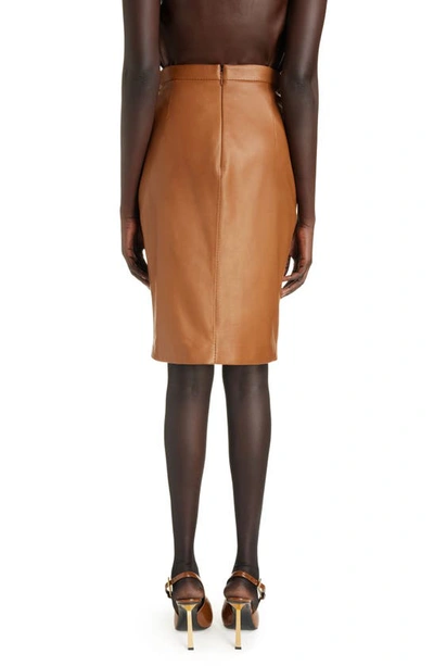 Shop Saint Laurent Lambskin Leather Skirt In Marron Glace