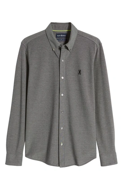 Shop Psycho Bunny Astor Cotton Piqué Button-down Shirt In Griffin