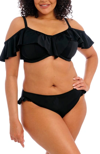 Shop Elomi Plain Sailing Ruffle Underwire Bikini Top In Black