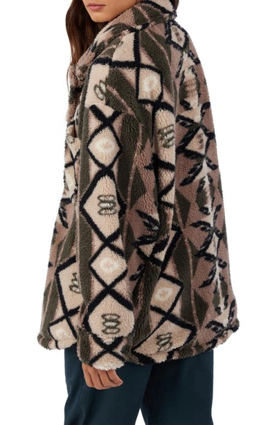 O'neill Heath Geo Print High Pile Fleece Jacket In Brown