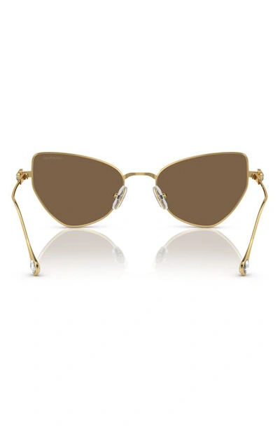 Shop Swarovski 56mm Irregular Sunglasses In Gold