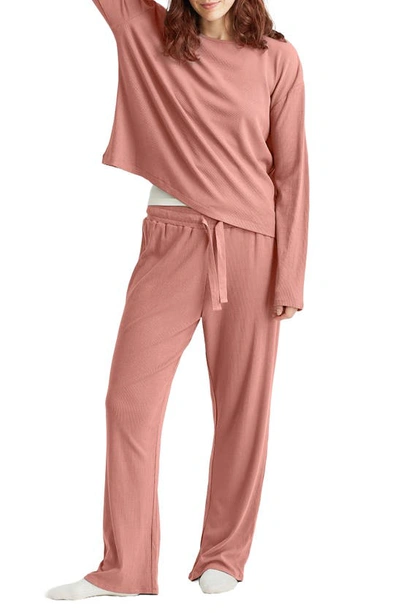 Shop Papinelle Luxe Rib Pajama Pants In Soft Cinnamon