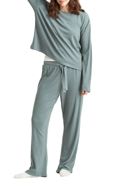 Shop Papinelle Luxe Rib Pajama Pants In Deep Moss