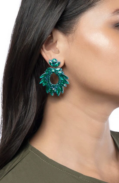 Shop Deepa Gurnani Zienna Crystal Drop Earrings In Emerald