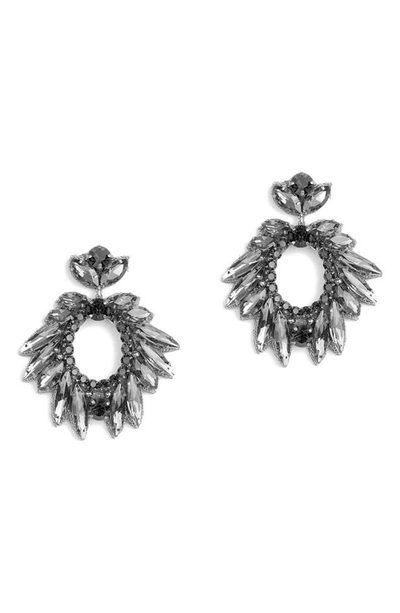 Shop Deepa Gurnani Zienna Crystal Drop Earrings In Gunmetal