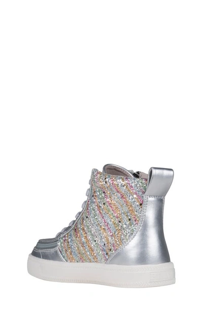 Shop Billy Footwear Kids' Classic Lace High Top Sneaker In Silver Rainbow