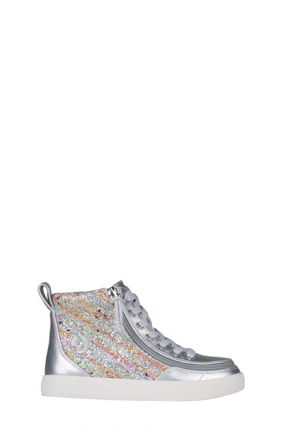 Shop Billy Footwear Kids' Classic Lace High Top Sneaker In Silver Rainbow