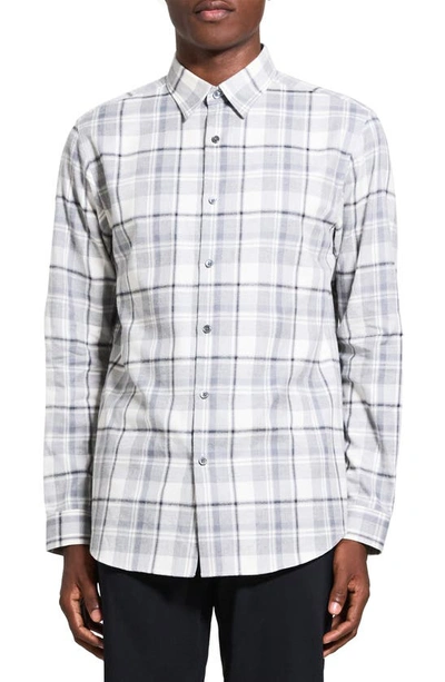 Shop Theory Irving Medium Plaid Shirt In Ivory Multi - Chk