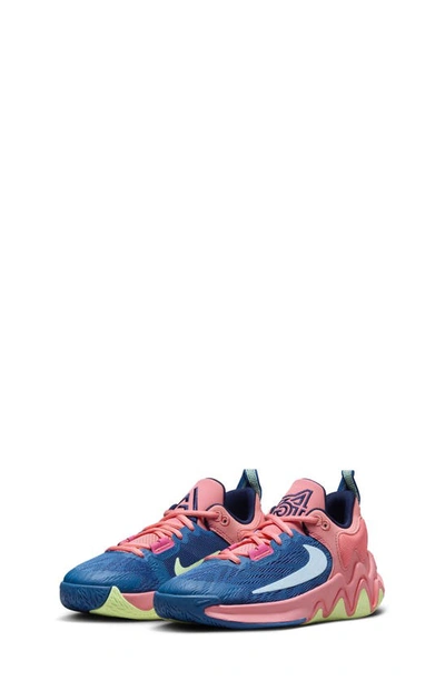 Shop Nike Kids' Giannis Immortality 2 Basketball Sneaker In Pink / Blue/ Dark Blue