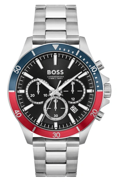 Shop Hugo Boss Troper Chronograph Bracelet Watch, 45mm In Black