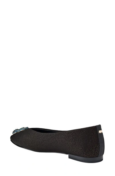 Shop Birdies Goldfinch Pointed Toe Flat In Black Embossed Leather Snake